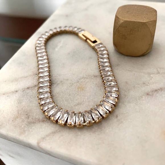 TENNIS BRACELET STAINLESS STEEL CUBIC ZIRCONIA BLING SHINNY STATEMENT CHAIN - Picture 7 of 8